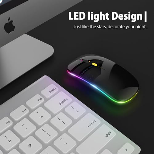 Image of LED Wireless Mouse, Slim Silent Mouse 2.4G Portable Mobile Optical Office Mouse with USB & Type-c Receiver, 3 Adjustable DPI Levels for Notebook, PC, Laptop, Computer (Bright Black)