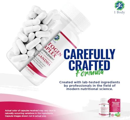 Miniatura 4 de 1 Body Suplemento complejo Ashwagandha - Fórmula adaptógeno - Suplemento de enfoque y apoyo energético para hombres y mujeres - 180 cápsulas veganas