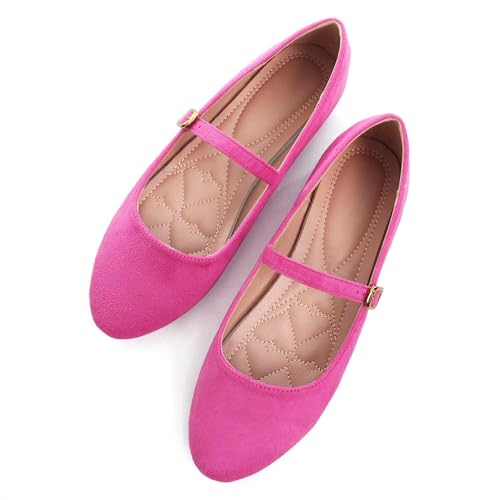 Image of LUXINYU Women's Slip on Flats,Classy Round Toe Solid Classic Mary Jane Ballet Dance Shoes Soft Comfortable PU Flat Shoes