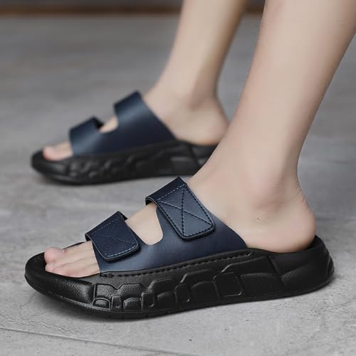 Sandalias de doble correa unisex ajustables color azul oscuro en talla 41 1/3 2