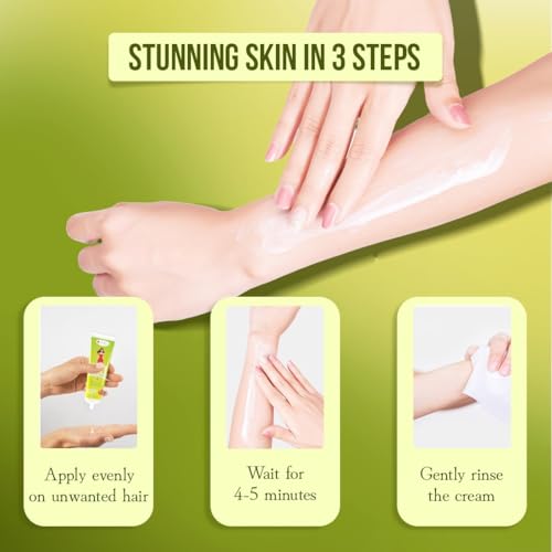 Image of everteen Strawberry Hair Removal Cream for Women 4 x 50g, Suitable for Legs, Hands, Underarms & Back, Painless Hair Remover Cream for Girls with Spatula, All Skin Types - Pack of 4