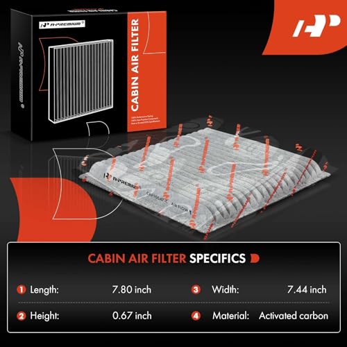 A-Premium Cabin Air Filter w/Activated Carbon Compatible with Ford, Lincoln & Mazda - Edge 2007-2014, MKS 2009, MKX 2007-2015, MKZ 2008-2009, CX-9 2007-2015 - 2.0L 3.5L 3.7L - Replace# 7T4Z-19N619-B