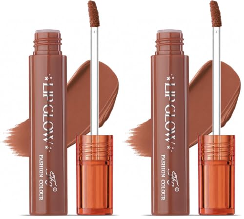 Image of Fashion Colour Pretty Lip Glow Liquid Lipstick Waterproof Matte Finish Non Transfer 16 Hours Wear Liquid Lipstick Nudeshade To Boldshade Perfectly Fit To All Indian Skin Tones (#Disruptive Brown, 3ML)