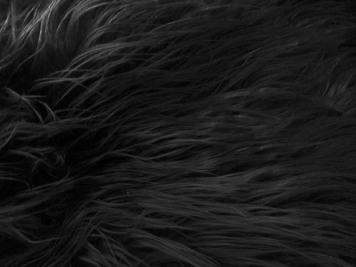 Faux Fur Mongolian Black 60 Inch Wide Fabric by The Yard (F.E.