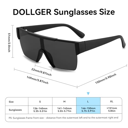 Image of Dollger Oversized Square Sunglasses for Men Women, Fashion Flat Top Mirrored Sunnies Rimless Shades UV Protection
