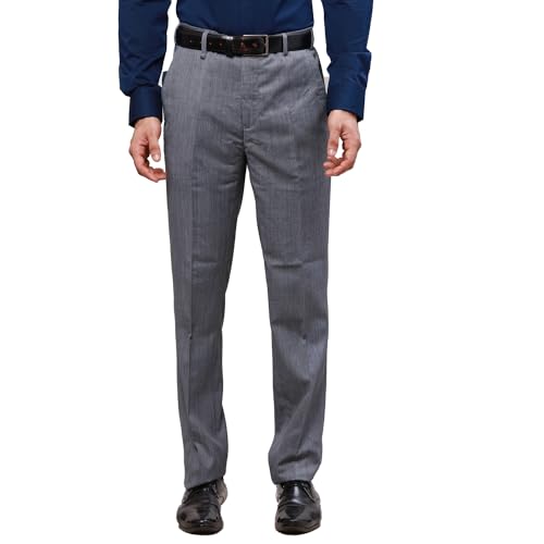 Image of Raymond Slim Fit Poly Viscose Blend Structure Pattern Flat Front Formal Trouser