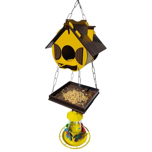 Casinha De Passarinhos Comedouro Bebedouro Para Beija-flores Livres (Amarelo)