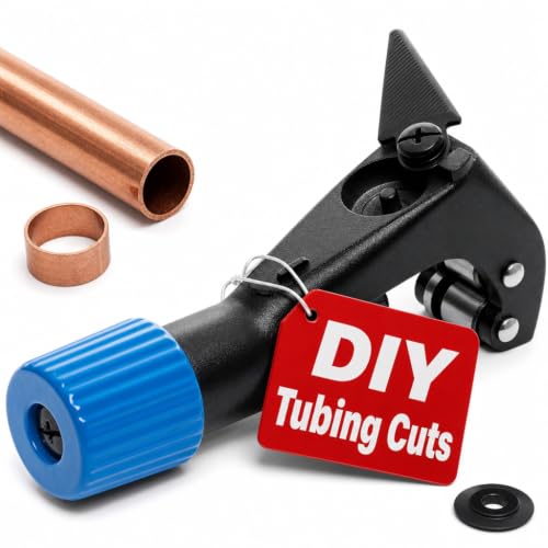 Image of Small Copper Pipe Tubing Cutter with Reamer - Tube Cutter 1 /8 inch to 1 1 /8 inch | Small Copper Pipe Cutter with Reamer for HVAC, Plumbing Tubing Cutter for Copper Brass Aluminum & Thin Stainless Streel Pipes