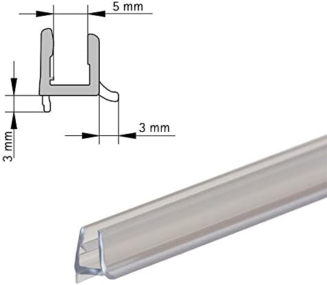 DUSAR Sealing Lip 120 cm Water Deflector Profile Splash Guard Can Be Shortened for Glass 5 Carus Vital Shower Sealing Strip Silicone Dirt Lip Water Repellent Drip Deflector Strip