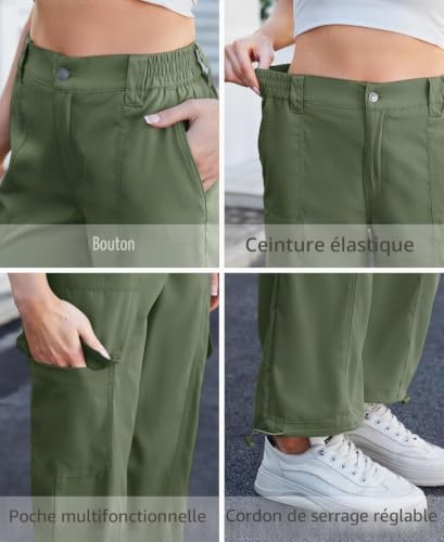 Fourindo Pantalon Cargo Femme Pantalon de Randonnée Femme avec Poche zippée,pour Casual Extérieur Joggging et Voyage – vue 3