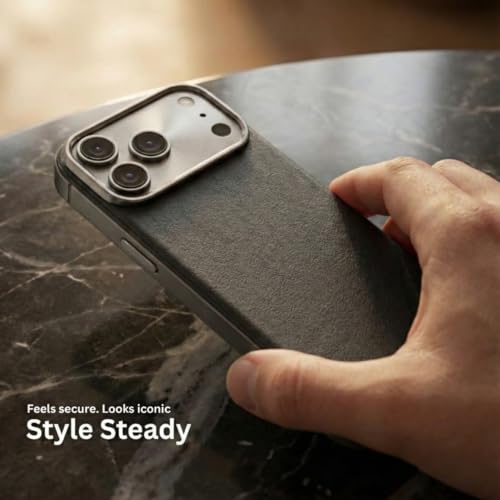 Image of SkynUp Linea Premium Leather Back Cover Case for iPhone 17 Pro | MagSafe Compatible | Black