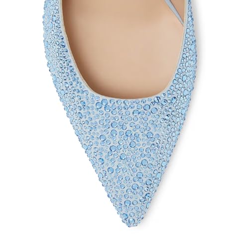 FOWT Women Rhinestone Studded Pointed Toe Pumps Slip on Kitten Mid Heels Wedding Party Evening Shoes Size 4-16 US3