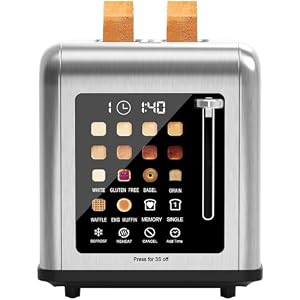 2 Slice Toaster Touch Screen, Stainless Steel Toas...