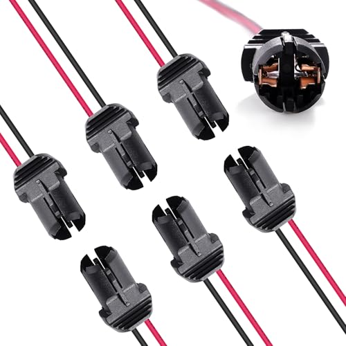 Lyeteung 6 Piezas T10 Bombilla Extensión Socket Holder Conector, T10 Soporte para Portalámparas con Cable, para Automóviles Bicicletas Barcos