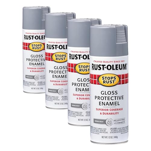 Image of Rust-Oleum 7786830 Stops Rust Spray Paint, 12 oz, Gloss Smoke Gray (Pack of 4)