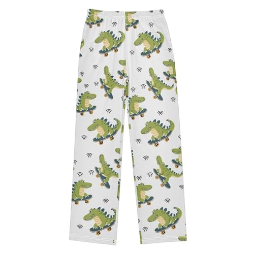 Cartoon Crocodile Pajama Pants Elastic Waist Lounge Pajama Bottoms Long Pj Pants with pockets