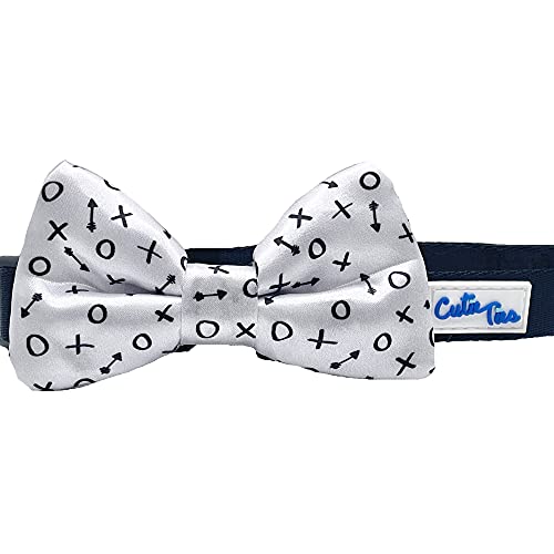 Cutie Ties Dog Bow Tie Hugs & Kisses Deluxe Quality 4" with Easy Slip Over Collar Elastic Bands to fit Most Collars Perfect for Most Size Dogs-Custom Designs