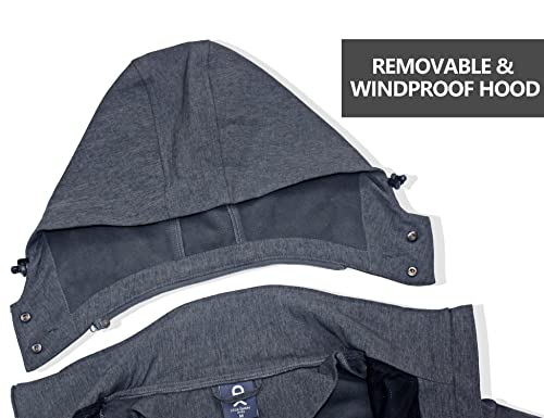 Image of Little Donkey Andy Men's Softshell Jacket Ski Jacket with Removable Hood, Fleece Lined and Water Repellent Black Heather Size XXXL