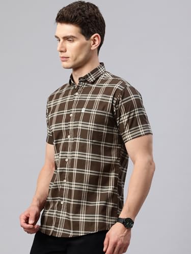 Image of Majestic Man Slim Fit Short Sleeve Checked Pure Cotton Casual Shirt