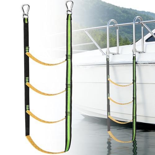 NICEWAT Échelle de bateau à 4 marches - 128 cm - En corde - Pliable - Pour bateau pneumatique, baignade, kayak, bateau à moteur, canoë