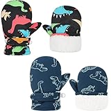 ENBAOHUI Baby GlovesToddler Snow Glove Waterproof Mittens Fleece Lined Winter Warm Glove Kids Snow Infant Ski Mitten for Baby Boys Girls Colorful Dino/Peacock Blue Dino 6-24Months