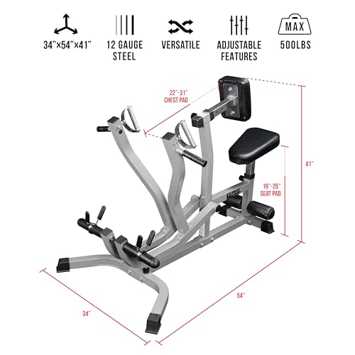 Image of Valor Fitness Seated Row Machine - Plate Loaded with Converging Arms & Multi-Grip Handles, 400 lb Capacity, 2 inch Plate Adapters for Back & Chest Strength Training Home Gym Equipment