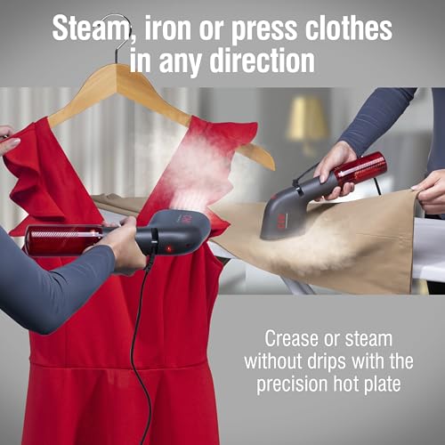 Image of CHI Collapsible Travel 2-in-1 Handheld Garment Steamer & Steam Iron | 1200 Watts, 120 ml Water Tank, 6 Minutes of Steam, Fast Heatup, 10 inch Cord, Black