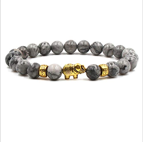Bracelet en pierre naturelle avec pendentif éléphant style Thaïlande pour couple et étudiant
