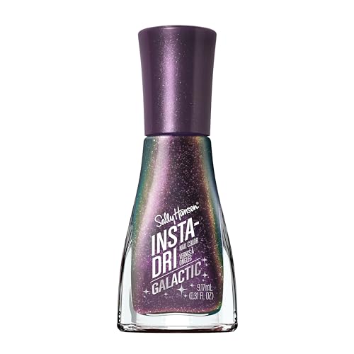 Sally Hansen Insta-Dri Galactic Nail Polish | Quick Dry Long Lasting Streak-Free Shine | Semi-Opaque Shimmery | 116 Lunar Love | Holographic Black Purple Nail Color