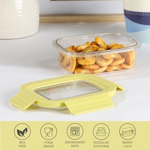 Image of CELLO Stylelock Pet Storage Container for Kitchen 620 ml Baby Green | Freezer & Fridge Safe Stackable Airtight Kitchen Storage Container Jar Box Set for Biscuits Bread Coffee Fruits Pasta Flour Spices