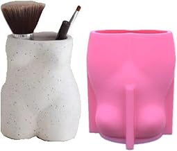 Molde de resina epóxi feminino artístico 3D molde de vaso de plantas suculentas, molde de silicone de concreto, artesanato faça você mesmo, suporte de caneta de maquiagem, ferramentas de fundição, kit de teste de molde "faça você mesmo"