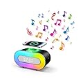 POSVIU 5-in-1 Portable Bluetooth Speaker with Dual Stereo Speakers, RGB LED Atmosphere Table Lamp, 15W Wireless Charging Station, Dimmable Clock, Foldable Phone Stand, Teen Boy Girl Trendy Stuff Gift