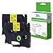 Produktbild Inkjello kompatibel Schriftband Ersatz für Brother PT-1010 1090 1230PC 1280 1280DT 1290VP 1830VP 2420PC 2430PC 2450DX 2500PC 2730VP 300BT P950NW RL-700S tze-621 3/8" (9mm) (Schwarz auf Gelb, 2-Pack)