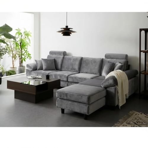 Image of Torque - Ferguson 6 Seater L Shape Sofa Set for Office (Grey) | Premium Fabric Interchangeable L Shape 6 Seater Sofa for Living Room Bedroom Furniture