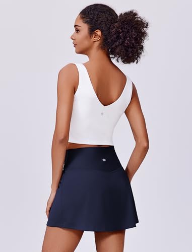 Image of PINSPARK Womens Tennis Skirt High Waisted Golf Skort with 2 Pockets Stretchy Athletic Skirts for Workout Pickleball Running