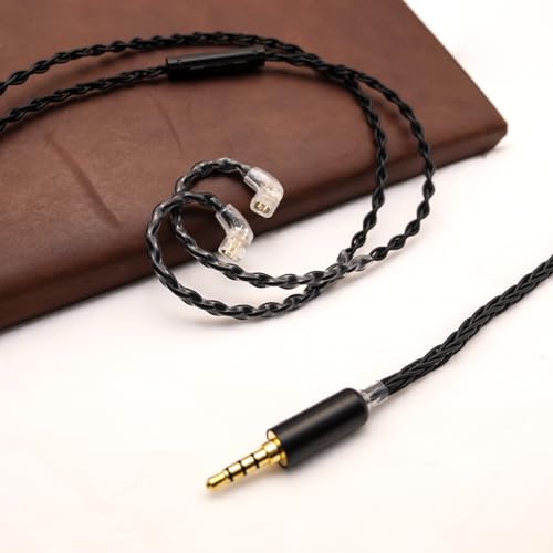 Image of Yongse 2PIN /MMCX /TFZ /QDC IEM Headphone Replacement Cable, 6N OCC 4ft Upgraded Stereo 3.5 /4.4mm Balanced Jack, Silver Plated 8 Strand Earphone Earbuds Audio Extension Cord - QDC 3.5mm with Mic