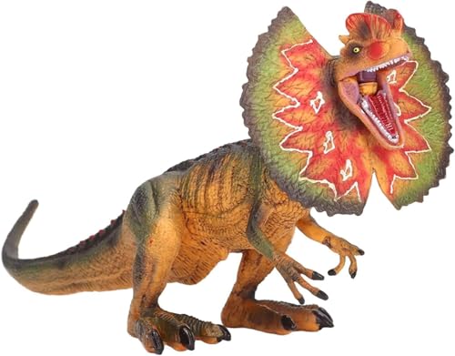 Image of FUNFOB Dilophosaurus Dinosaur Toy Figure Length - 25cm Dinosaur Toys for Kids & Adults PVC Multicolour | Dilophosaurus | Spiked Red Green