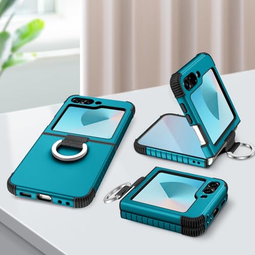 Image of BENTOBEN for Samsung Galaxy Z Flip 6 5G Case with Ring, Heavy Duty 2 in 1 Full Body Rugged Galaxy Z Flip6 Case Girls Women Boy Men Shockproof Protection Cover for Samsung Z Flip 6 6.7 inch,Deep Blue