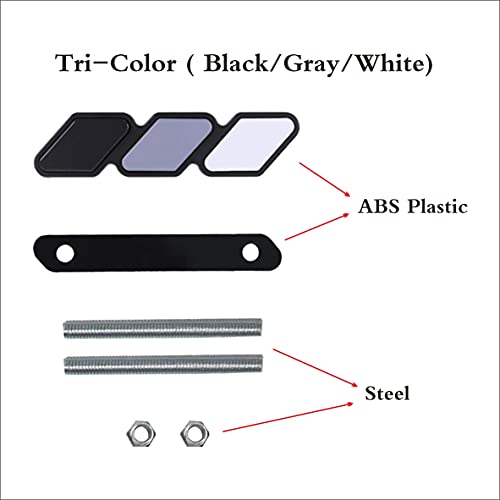 Image of Tri-Color Grille Badge Emblem Decoration Accessories Car Truck Label Compatible for Tacoma 4Runner Tundra Sequoia Rav4 Highlander (Black /Gray /White)