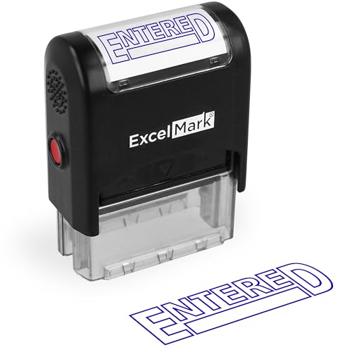 ExcelMark Entered - Self-Inking Rubber Stamp - A1539 Blue Ink