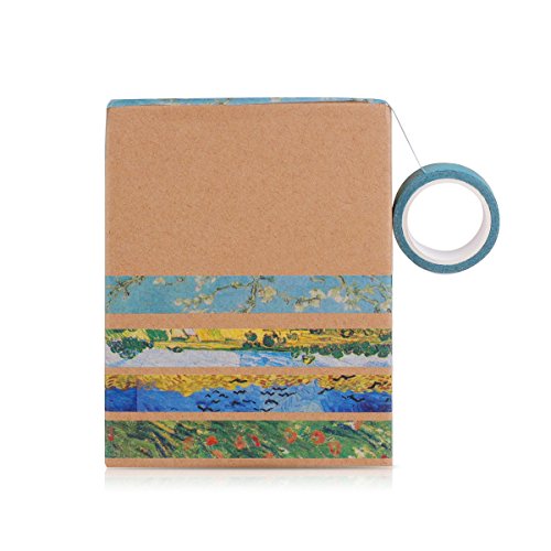 image for Knaid Van Gogh Inspired Washi Tape Set of 8 Rolls + 90 pcs Planner Sti