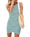 BTFBM Women's 2019 Casual Crew Neck Ruched Stretchy Bodycon T Shirt Short Mini Dress (106Green, Medium)