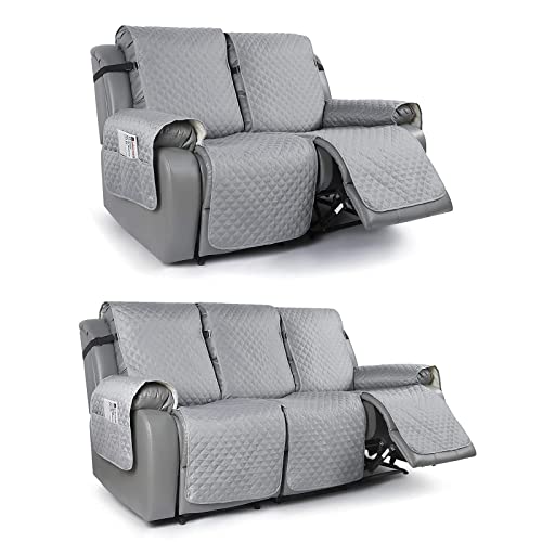 TAOCOCO Recliner Sofa Cover Bundles Non-Slip Recliner Sofa Cover 3 Seatï¼ŒRecliner Loveseat Cover, Light Gray
