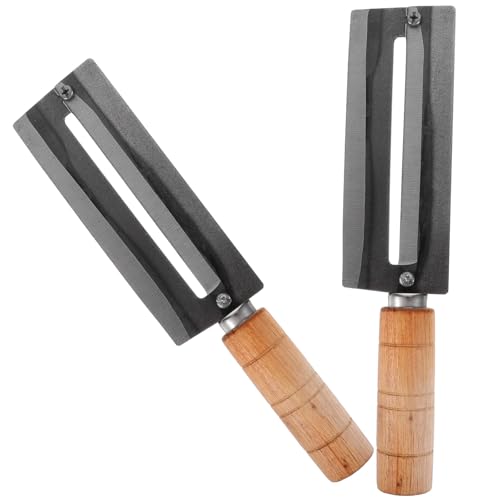 HOODANCOS Coupe-canisse en Acier à Haute Teneur en Carbone Manche en Bois, Éplucheur de Fruits 2 Pièces Cuisine, Coupe-Ananas Pratique, Outil Multifonction pour Canne à Sucre et Légumes,