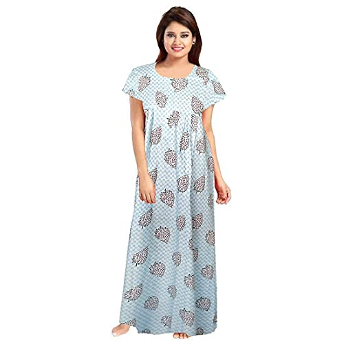 Image of YUKATA Nighty for Women Cotton Printed Maxi Gown Ankle Length Nighty Night Dress Gown for Women Maxi - Free Size (Pack of 2)