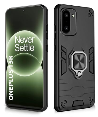 Image of WOW IMAGINE Shock Proof Back Case Mobile Cover for 1+ OnePlus 15R 5G 2025 | Back Cover Case (Tough Armor | Hybrid PC + TPU | Ring Holder & in-Built Kickstand | Black)