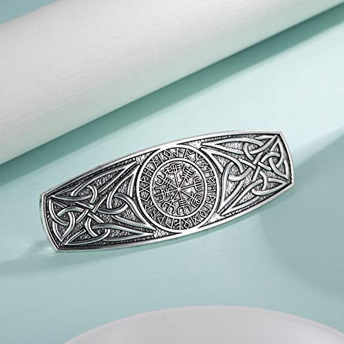 Kkjoy Viking Compass Symbol Hair Barrettes Large Hand Crafted Hair Clips Vintage Metal French Hairpins Viking Celtic Knot Hair Accessory Ultra Light Hair Barrettes thumb #3