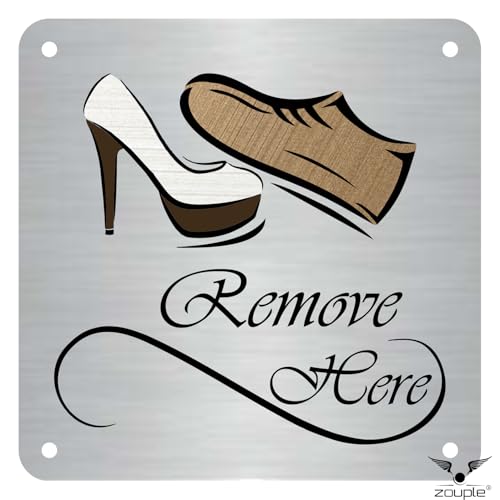 Image of REMOVE YOUR SHOES Sign, 8x8 Inch, Durable Steel, Dual Mount