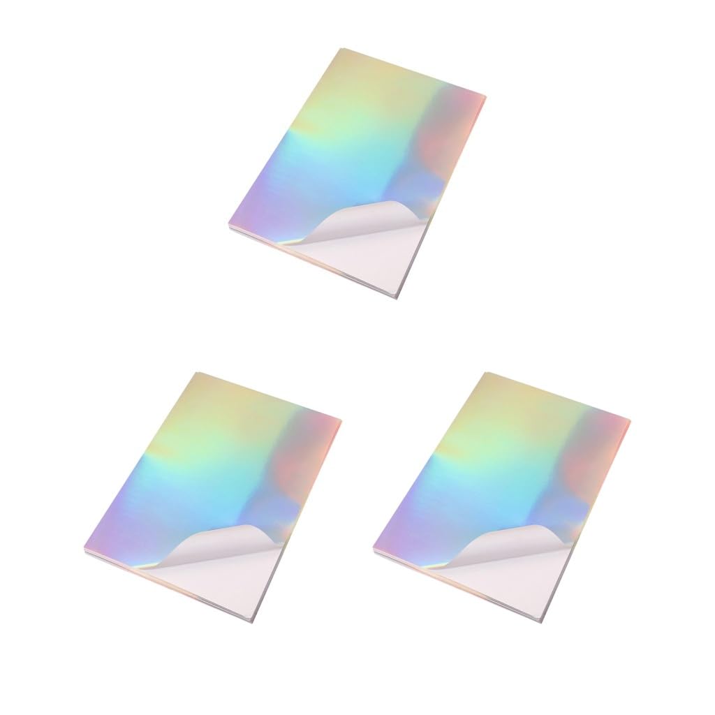 3 zestawy 20 arkuszy holograficznych naklejek papierowych, samoprzylepny, błyszczący do drukarki atramentowej