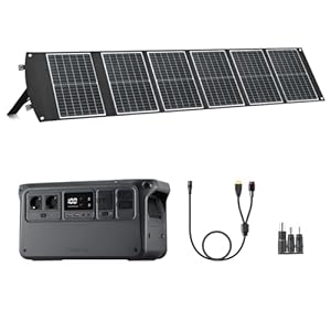DJI Power 1000 Tragbare Powerstation, 1024 Wh Solargenerator mit 1 x 100 W faltbarem Solarpanel, für Camping/Wohnmobile, 70 Min. Schnellladung, 2200W Dauerleistung. MPPT separat.